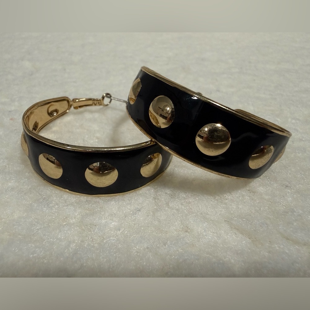 Black and Gold Hoop Earrings